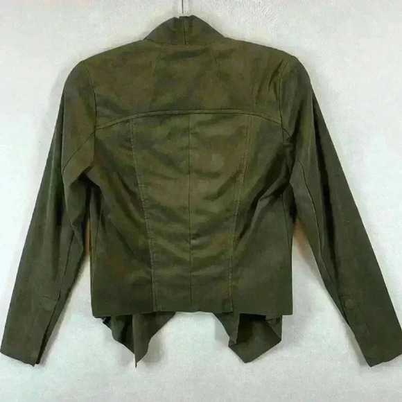 Kut Women’s Jacket Size Small Dk Green Drape Front Polyester Faux Suede - Picture 3 of 8